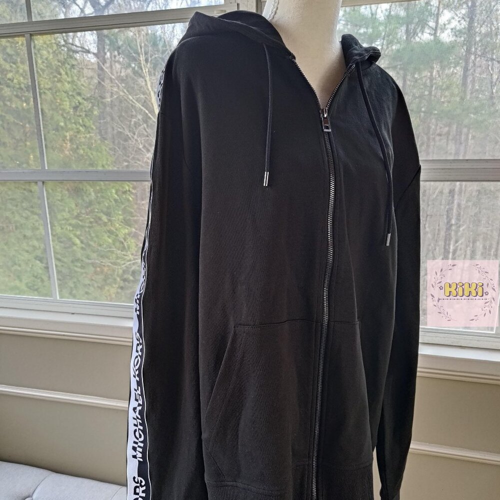 Michael Kors Logo Tape Cotton Blend Zip-Up Hoodie size XXL OF451X95MF - Picture 4 of 12